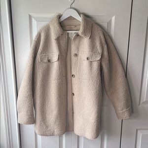 Joie Beige Sherpa Shirt Jacket
